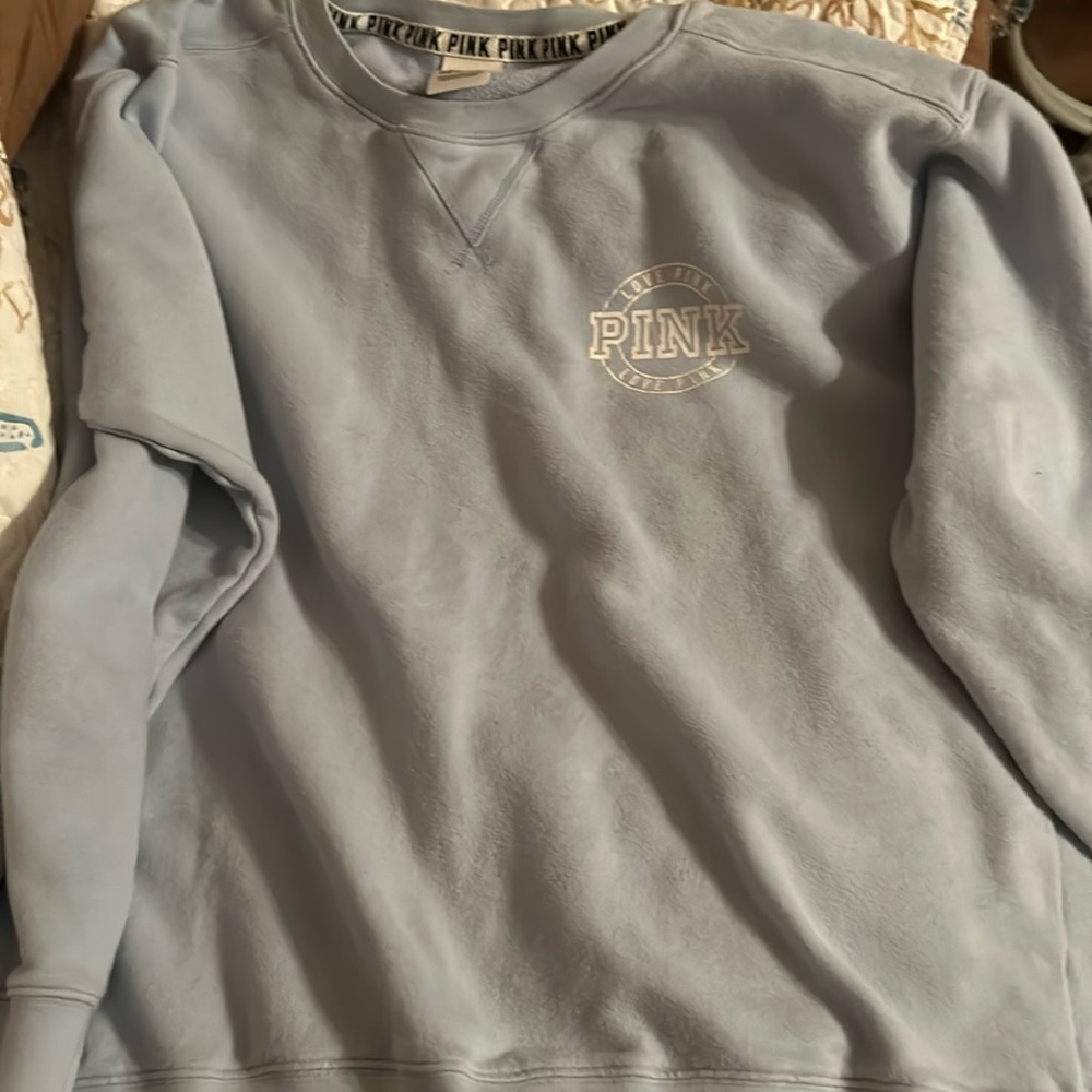 Pink by Victoria’s Secret light blue crew neck sweatshirt. Size Large